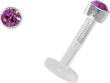Image du produit Bijouteria Piercing pour lèvre/Tragus (Bioplastique, Argent 925, Cristal Swarovski)