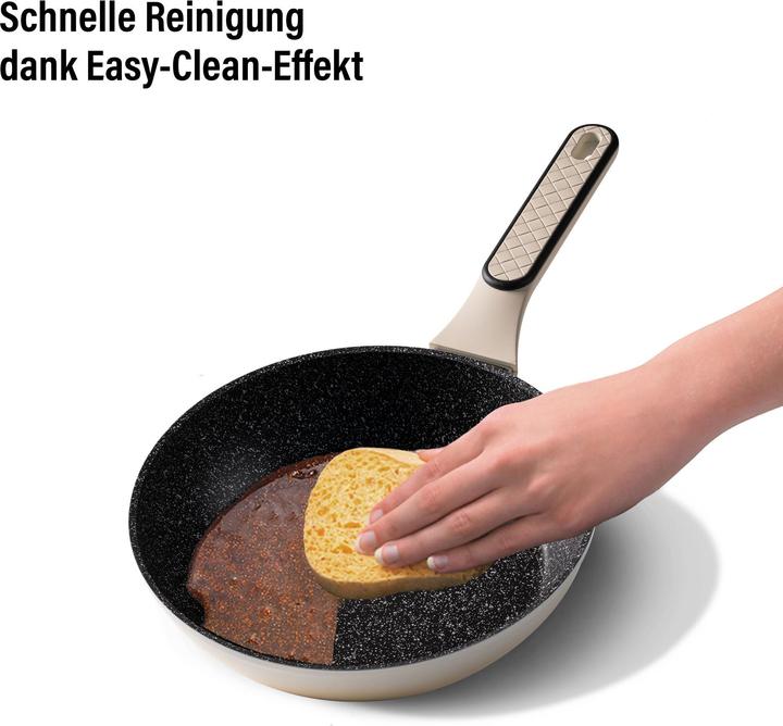 Actual product image Stoneline ® Creme Kochgeschirr-Set 11-teilig mit Deckeln, beschichtete Töpfe & Pfannen (Pan set + pot set, Ceramic)
