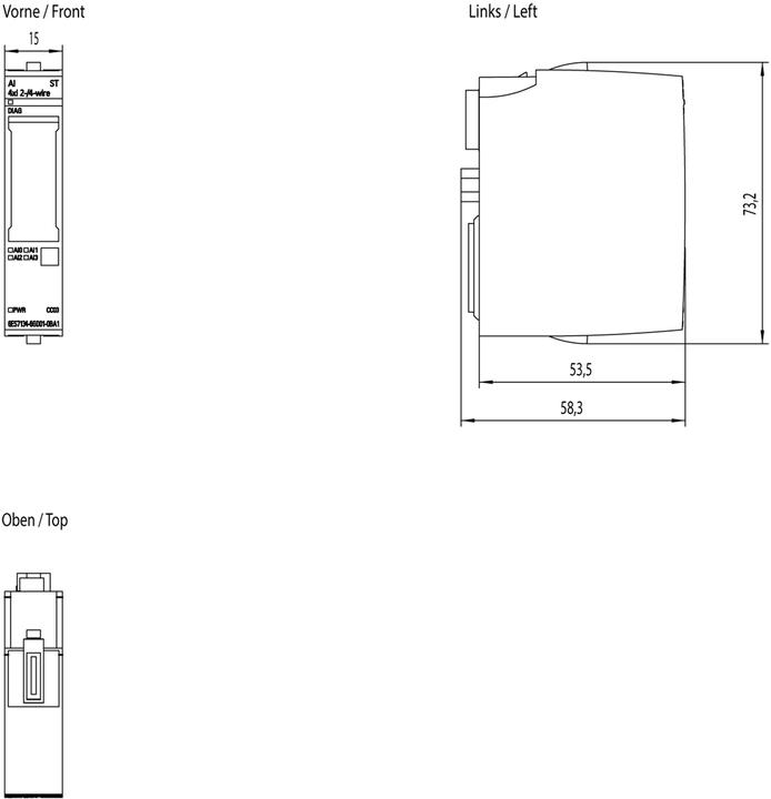 Actual product image Siemens SIMATIC ET 200SP analogue input module AI 4XI 2-/4-Wire standard