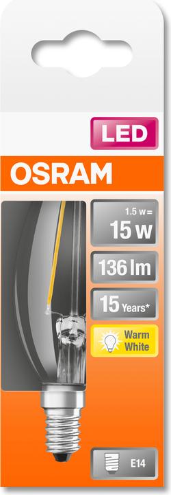 Produktbild Osram Led Retrofit Classic B (E14, 15 W, 136 lm, 1 x, F)