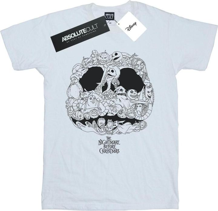 Actual product image Disney Womens/Ladies Nightmare Before Christmas Jack Skellington Jack-O-Lanterns Cotton Boyfriend T-Shirt (4XL)