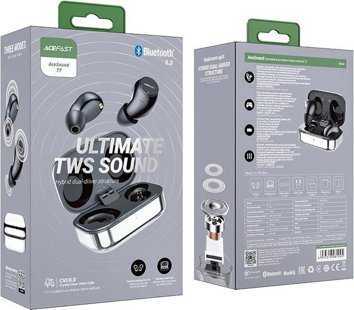 Produktbild Acefast gaming in-ear wireless headphones TWS Bluetooth 5.2, cVc 8.0, aptX, SBC, AAC, 65ms delay wat (Kabelgebunden)