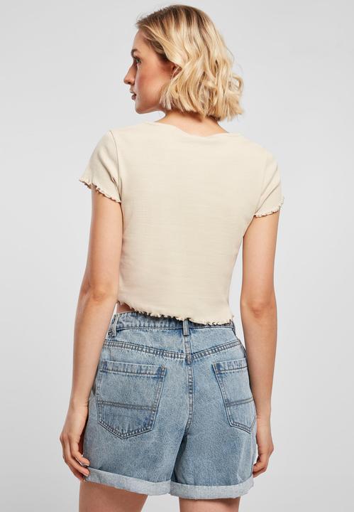 Actual product image Urban Classics Ladies Cropped Button Up Rib Tee - 12114 (5XL)