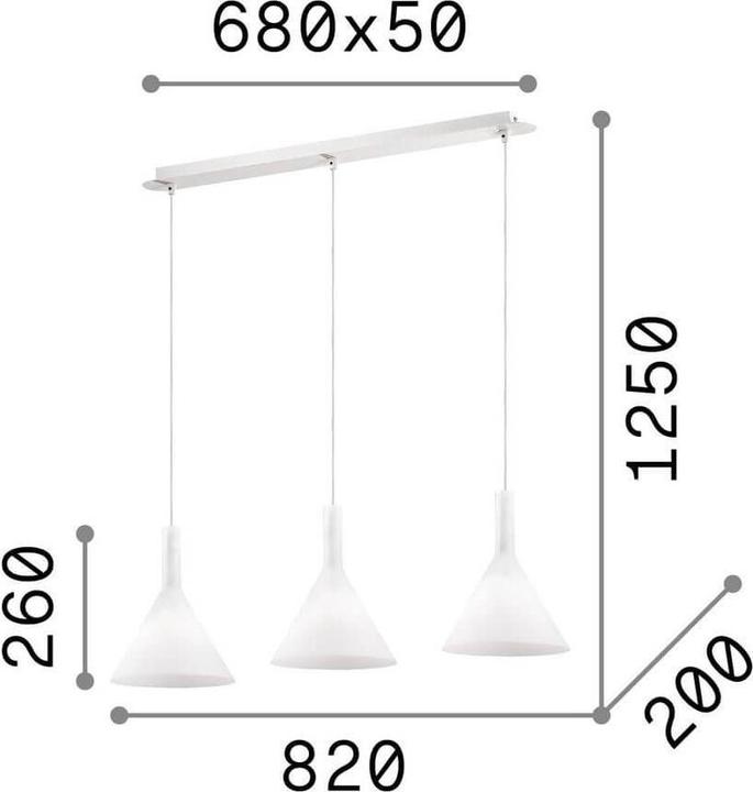 Immagine prodotto Ideal lux COCKTAIL lampada a sospensione E14 tripla ⌀200mm dimmerabile bianco 074245 (E14)