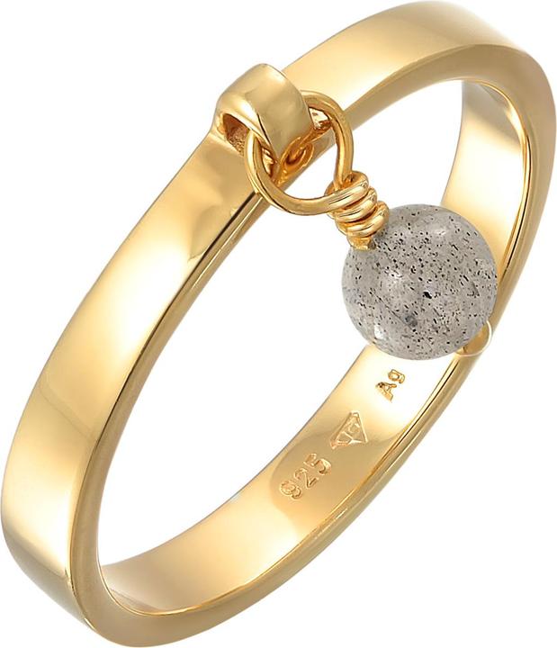 Elli PREMIUM Ring Bandring Stapelring Labradorit 925 Silber vergoldet