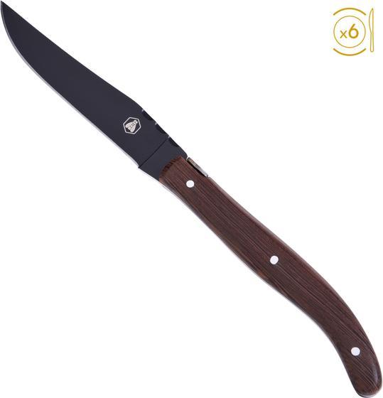 Actual product image Laguiole STEAK KNIVES BLACK BLADE WENGE 6 pieces (6 Piece, Knife)