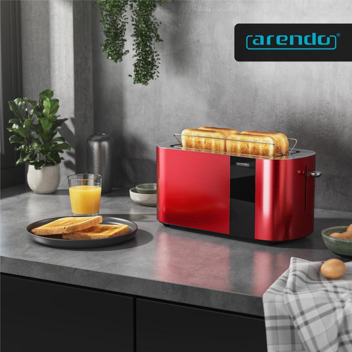 Image du produit Arendo Toaster Edelstahl 4 Scheiben Langschlitz, Bräunungsgrad & Restzeitanzeige, Touch Display, 1500 W