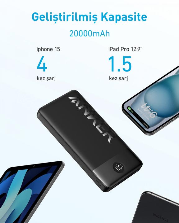 Immagine prodotto Anker POWER BANK USB 20000MAH NERO/POWERCORE II A1367G11 (20000 mAh, 15 W, 72 Wh)