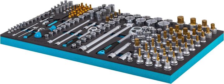 Produktbild HAZET Steckschlüssel Satz 163-549/160 ∙ Vierkant6,3 mm (1/4 Zoll), Vierkant10 mm (3/8 Zoll), Vierka…
