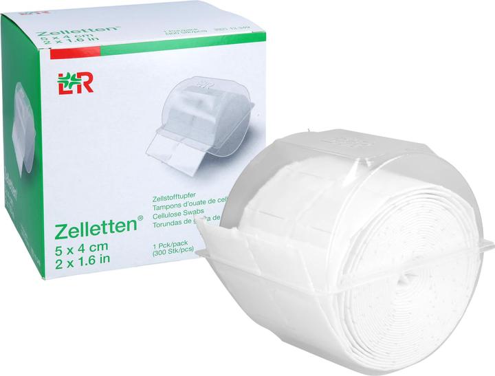 Produktbild Lohmann & Rauscher Zelletten Tupfer gerollt unsteril 5 x 4 cm, 300 St. Tupfer