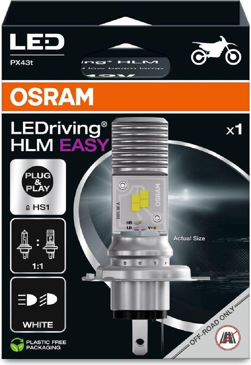 Produktbild Osram Kaltweisse LED-Lampe für Motorräder HS1 (P43t)