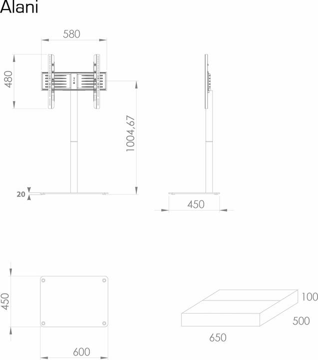 Actual product image VCM Alani - without intermediate shelf (70", 40 kg)