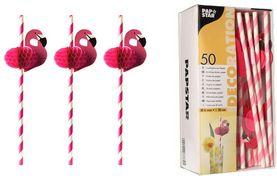 Papstar Papiertrinkhalm "Flamingo" (50 x)