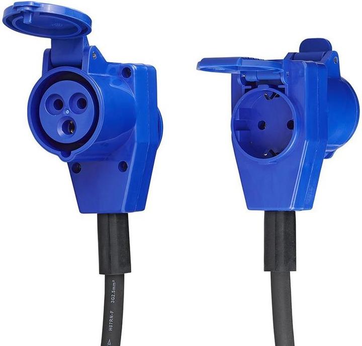 Produktbild ProPlus Adapterkabel 150cm 3x2,5mm² von CEE Stecker nach CEE Winkelkupplung + Schuko Steckdose