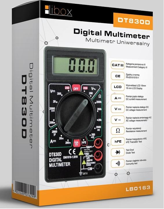 Image du produit Libox Miernik uniwersalny DT830D LB0163 (CAT III 300V)
