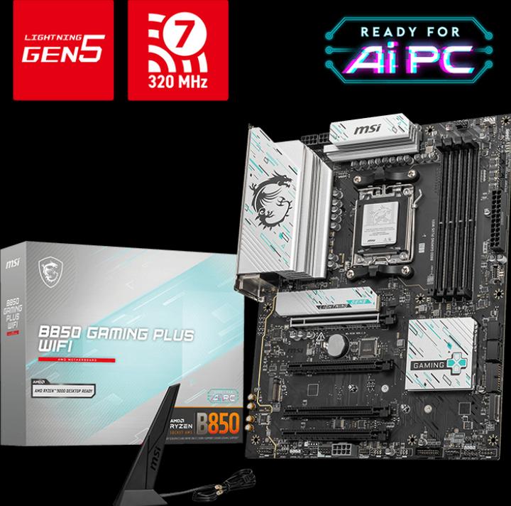 Actual product image MSI B850 GAMING PLUS WIFI (AM5, AMD B850, ATX)