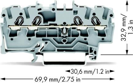Image du produit Wago Bornier rail DIN 4 x 2,5 mm2 gris (Divers)