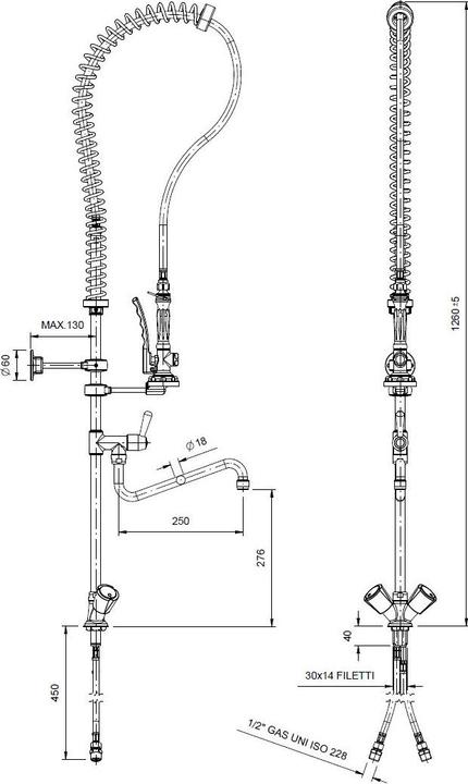 Immagine prodotto Gastro Hero Doccia professionale monoforo per lavastoviglie + miscelatore