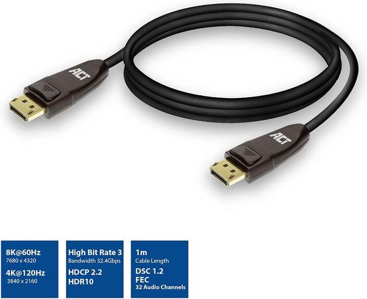 Produktbild DisplayPort 1.4 cable 8K, 1m DISPLAYPORT 1.4 8K M/M 1M BOX (1 m, DisplayPort)