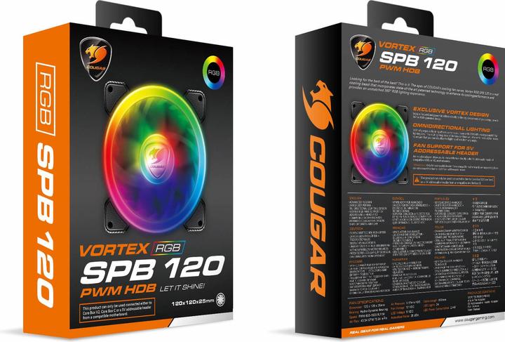 Produktbild Cougar Gaming VORTEX RGB SPB 120 Cooling Fan Computergehäuse Kühler 12 cm Schwarz