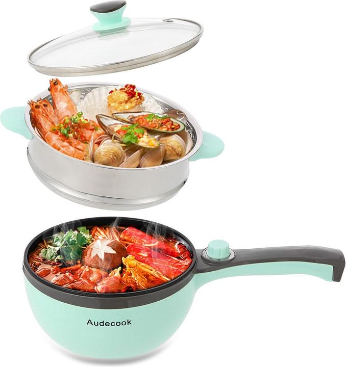 Actual product image Audecook Hot Pot with Steamer, Green