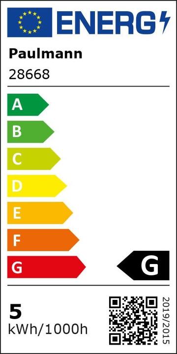 Etichetta energetica Paulmann Goccia (E27, 4.80 W, 360 lm, 1 x, G)