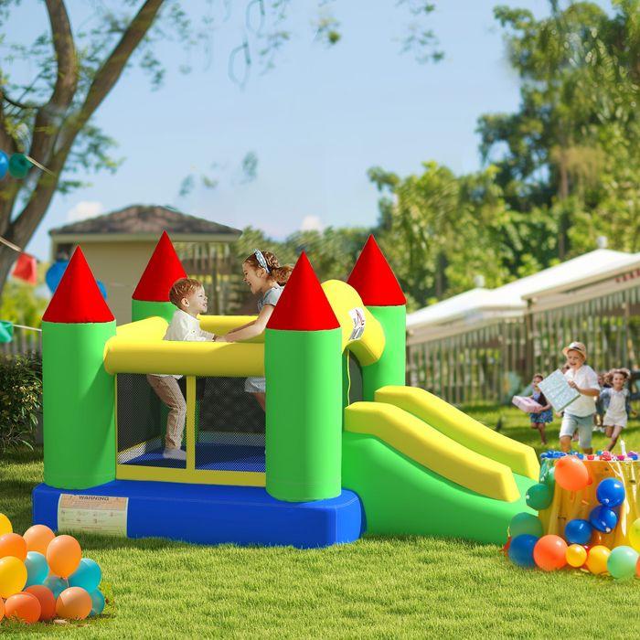 Produktbild Swisshandel24 Aufblasbare Hüpfburg, Rutsche Trampolin Sicherheitsnetz 3-10 Jahre Oxford 300x180x160cm
