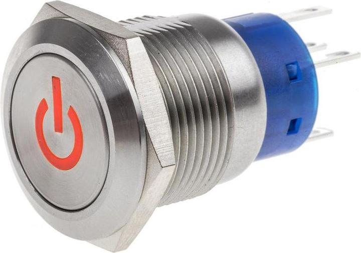 Produktbild Rs Pro 19mm,stainless,DPDT,ltch,Pwr,Red,12V