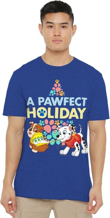 Actual product image Paw Patrol Unisex Adult A Pawfect Holiday Rubble & Marshall Christmas T-Shirt (3XL)