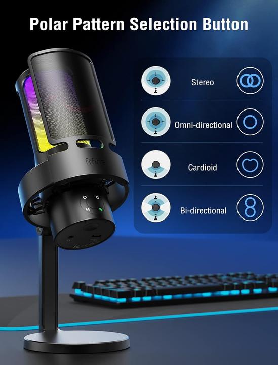 Produktbild Fifine A8PLUS USB Microphone for Recording and Streaming on PC and Mac, with 3 RGB Modes