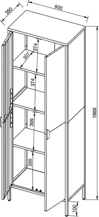 Image du produit VCM Stahl Schrank Büroschrank Flokas XL (60 x 35 x 180 cm)