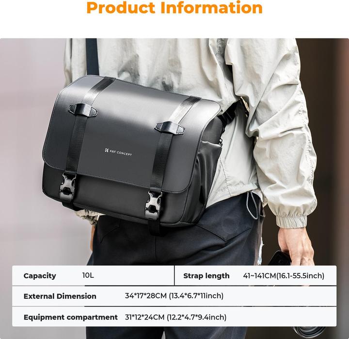 Produktbild K&F Concept Sling Bag 10L Urban Wander 10 (Black) (Kamera Schultertasche, 10 l)