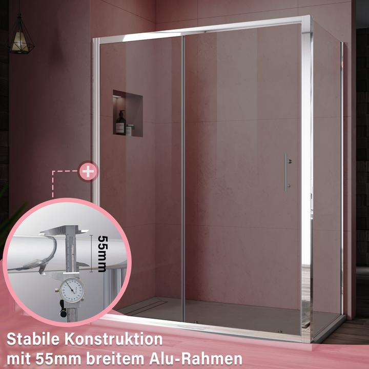 Image du produit SONNI 140x80cm cabine de douche porte coulissante cabine de douche cabine de douche (140 cm, 170 cm, 185 cm)