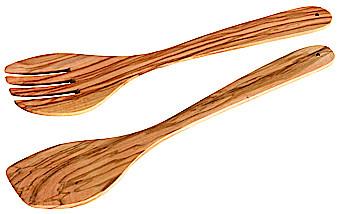 Actual product image Fackelmann Salad servers 30 cm OLIVE, wooden salad servers dishwasher safe, salad fork and salad spoon (Salad servers)