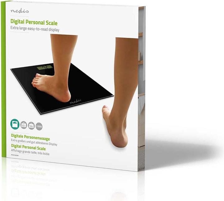 Image du produit Nedis Pèse-personne | Digital | Noir | Verre trempé | Capacité de pesage max : 150 kg (150 kg)