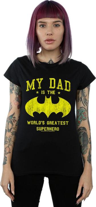 Actual product image Womens/Ladies Batman My Dad Is A Superhero Cotton T-Shirt (L)