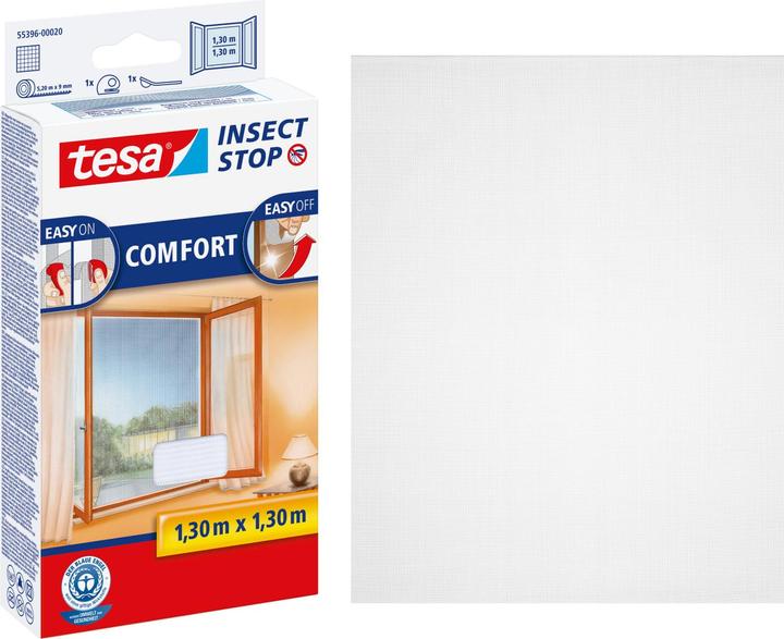 Produktbild tesa Insektenschutz COMFORT für Fenster, mit Klettband, selbstklebend, ohne Bohren (130 x 150 cm)