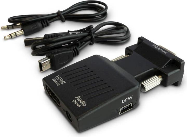 Actual product image Savio Adapteris AV D-Sub (VGA) – HDMI + USB-A + 3,5 mm juodas lizdas (CL-145) (0.00 m, VGA)