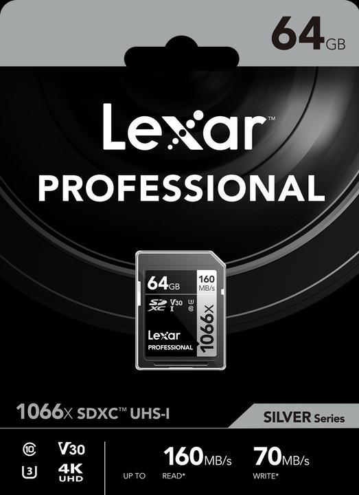 Produktbild Lexar PRO 1066x R160/W70 64GB U3 V30 UHS-I (64 GB, SDXC, U3, UHS-I)