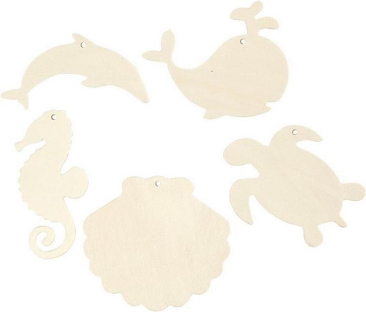 Image du produit Creativ Company Petites pièces en bois animaux de la mer 5 pièces, Nature