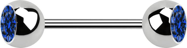 Image du produit Star Piercing Micro Barbell argent avec deux boules et cristal bleu foncé (sans laiton, Acier chirurgical 316L)