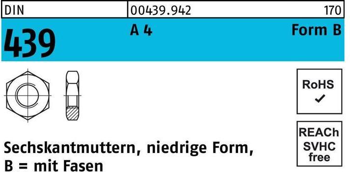 Produktbild Sechskantmutter DIN 439 Form B BM 4 A 4 (M4)