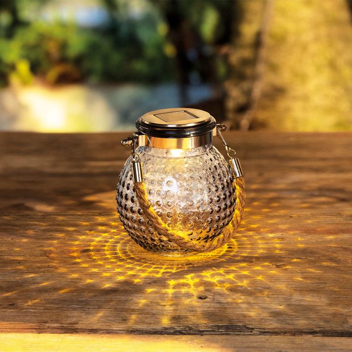 Produktbild HI Glaskugel LED Solarleuchte mit Jute-Kordel, Ø 11 cm