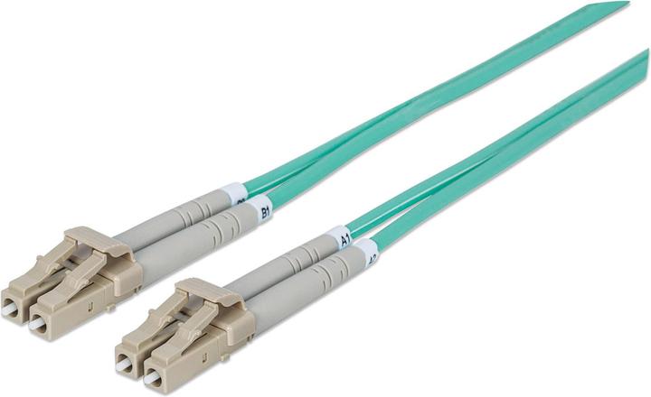Actual product image Intellinet Fiber optic connection cable LC/LC multimode OM3 aqua (LSOH, CAT7, 3 m)