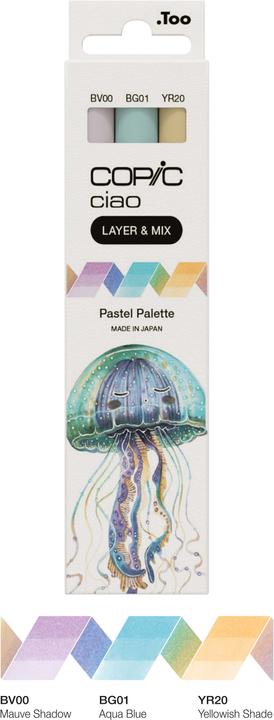 Image du produit Copic CIAO - Marqueurs (BV-00 Ombre Mauve, BG-01 Aqua Blue, YR-20 Yellowish Shade, 6 mm, 3 x)