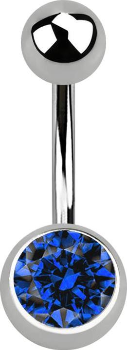 Produktbild Star Piercing Banane silber mit Kugel und Kugel Kristall dunkelblau (ohne Messing, Titan G23)