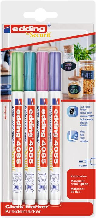 Image du produit Edding Kreidemarker (Bleu métallique, Rose Métallique, Vert métallique, violet métallique, 2 mm, 4 x)