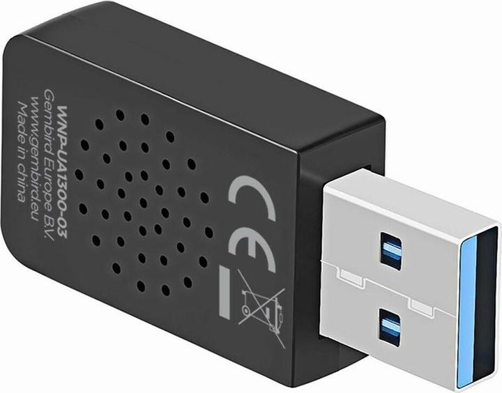 Produktbild Gembird WNP-UA1300-03 Kompakter Dualband AC1300 USB-WLAN-Adapter (USB)