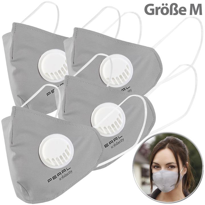 Produktbild Pearl 4er-Set Mund-Nasen-Stoffmasken mit Ventil (4 x)