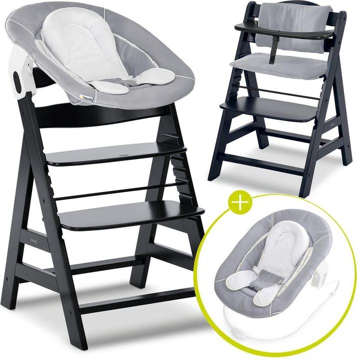 Produktbild Hauck Hochstühle Alpha Plus Black 4-tlg. Newborn Set - Hochstuhl (Hochstuhl)
